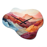 Coral Teal Mountains Majestic Palette - Asymmetric Metal Wall Clock