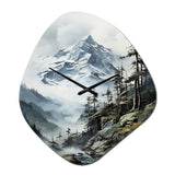 Green White Mountains Majestic Winter Peaks - Asymmetric Metal Wall Clock