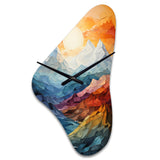 Colorful Mountains Sharp Peaks III - Asymmetric Metal Wall Clock