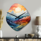 Colorful Mountains Sharp Peaks III - Asymmetric Metal Wall Clock