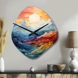 Colorful Mountains Sharp Peaks III - Asymmetric Metal Wall Clock