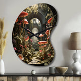 Mushroom The Secret Garden - Asymmetric Metal Wall Clock