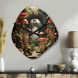Mushroom The Secret Garden - Asymmetric Metal Wall Clock
