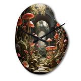Mushroom The Secret Garden - Asymmetric Metal Wall Clock