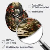 Mushroom The Secret Garden - Asymmetric Metal Wall Clock