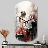 Beige Red Music Piano Harmony II - Asymmetric Metal Wall Clock