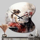 Beige Red Music Piano Harmony II - Asymmetric Metal Wall Clock