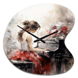 Beige Red Music Piano Harmony II - Asymmetric Metal Wall Clock