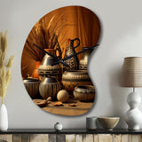 Native Art Pottery Serenity I - Asymmetric Metal Wall Clock