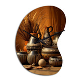Native Art Pottery Serenity I - Asymmetric Metal Wall Clock