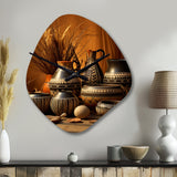 Native Art Pottery Serenity I - Asymmetric Metal Wall Clock