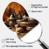 Native Art Pottery Serenity I - Asymmetric Metal Wall Clock