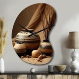 Native Art Pottery Serenity II - Asymmetric Metal Wall Clock