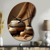 Native Art Pottery Serenity II - Asymmetric Metal Wall Clock