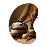 Native Art Pottery Serenity II - Asymmetric Metal Wall Clock