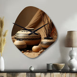 Native Art Pottery Serenity II - Asymmetric Metal Wall Clock