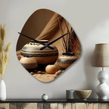 Native Art Pottery Serenity II - Asymmetric Metal Wall Clock