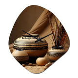 Native Art Pottery Serenity II - Asymmetric Metal Wall Clock