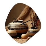 Native Art Pottery Serenity II - Asymmetric Metal Wall Clock