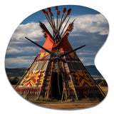 Native Tipi Harmony Of Prairies - Asymmetric Metal Wall Clock