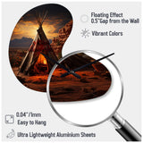 Orange Native Tipi Embracing Tradition I - Asymmetric Metal Wall Clock