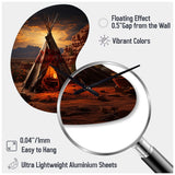 Orange Native Tipi Embracing Tradition I - Asymmetric Metal Wall Clock