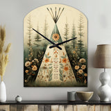 Beige Native Tipi Serenity In Nature - Asymmetric Metal Wall Clock