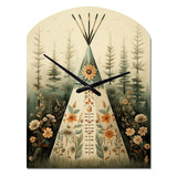 Beige Native Tipi Serenity In Nature - Asymmetric Metal Wall Clock