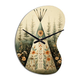 Beige Native Tipi Serenity In Nature - Asymmetric Metal Wall Clock