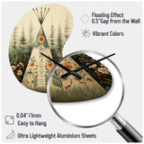 Beige Native Tipi Serenity In Nature - Asymmetric Metal Wall Clock