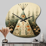 Beige Native Tipi Serenity In Nature - Asymmetric Metal Wall Clock