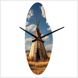 Beige Coral Native Tipi Whispering Winds - Asymmetric Metal Wall Clock