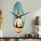 Turquoise Beige Native Tipi Whispers Of Spirit - Asymmetric Metal Wall Clock