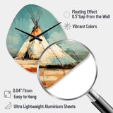 Turquoise Beige Native Tipi Whispers Of Spirit - Asymmetric Metal Wall Clock