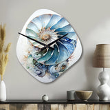 Nautilus Ocean Blue Sheel's Symmetry - Asymmetric Metal Wall Clock