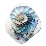Nautilus Ocean Blue Sheel's Symmetry - Asymmetric Metal Wall Clock