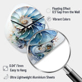 Nautilus Ocean Blue Sheel's Symmetry - Asymmetric Metal Wall Clock
