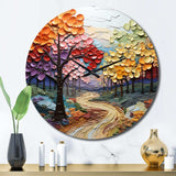 Colorful Neo Primal Forest Collage I - Landscapes Metal Wall Clock