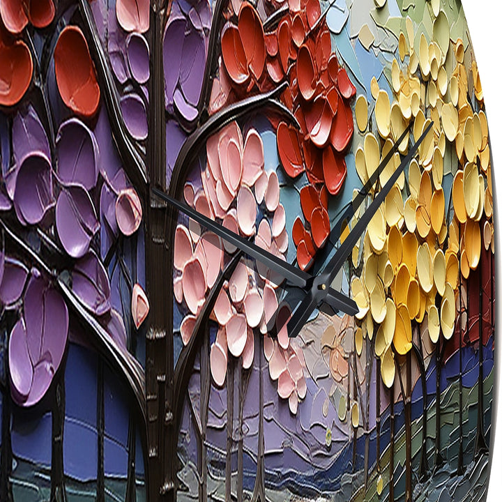 Colorful Neo Primal Forest Collage I - Landscapes Metal Wall Clock