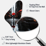 Monochrome Red And Grey New York City Rhythm II - Asymmetric Metal Wall Clock