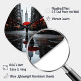 Monochrome Red And Grey New York City Rhythm II - Asymmetric Metal Wall Clock