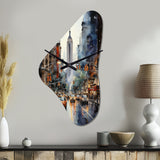 New York City That Never Sleeps II - Asymmetric Metal Wall Clock