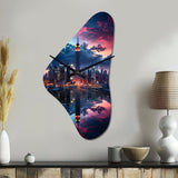 Pink New York Empire State - Asymmetric Metal Wall Clock