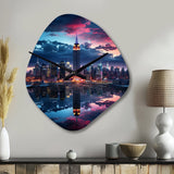 Pink New York Empire State - Asymmetric Metal Wall Clock