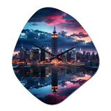 Pink New York Empire State - Asymmetric Metal Wall Clock