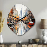New York Financial District Collage - Asymmetric Metal Wall Clock