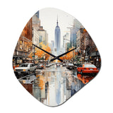 New York Financial District Collage - Asymmetric Metal Wall Clock
