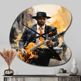 Yellow Black New York Harlem Jazz I - Asymmetric Metal Wall Clock
