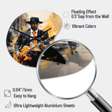 Yellow Black New York Harlem Jazz I - Asymmetric Metal Wall Clock