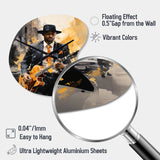 Yellow Black New York Harlem Jazz I - Asymmetric Metal Wall Clock